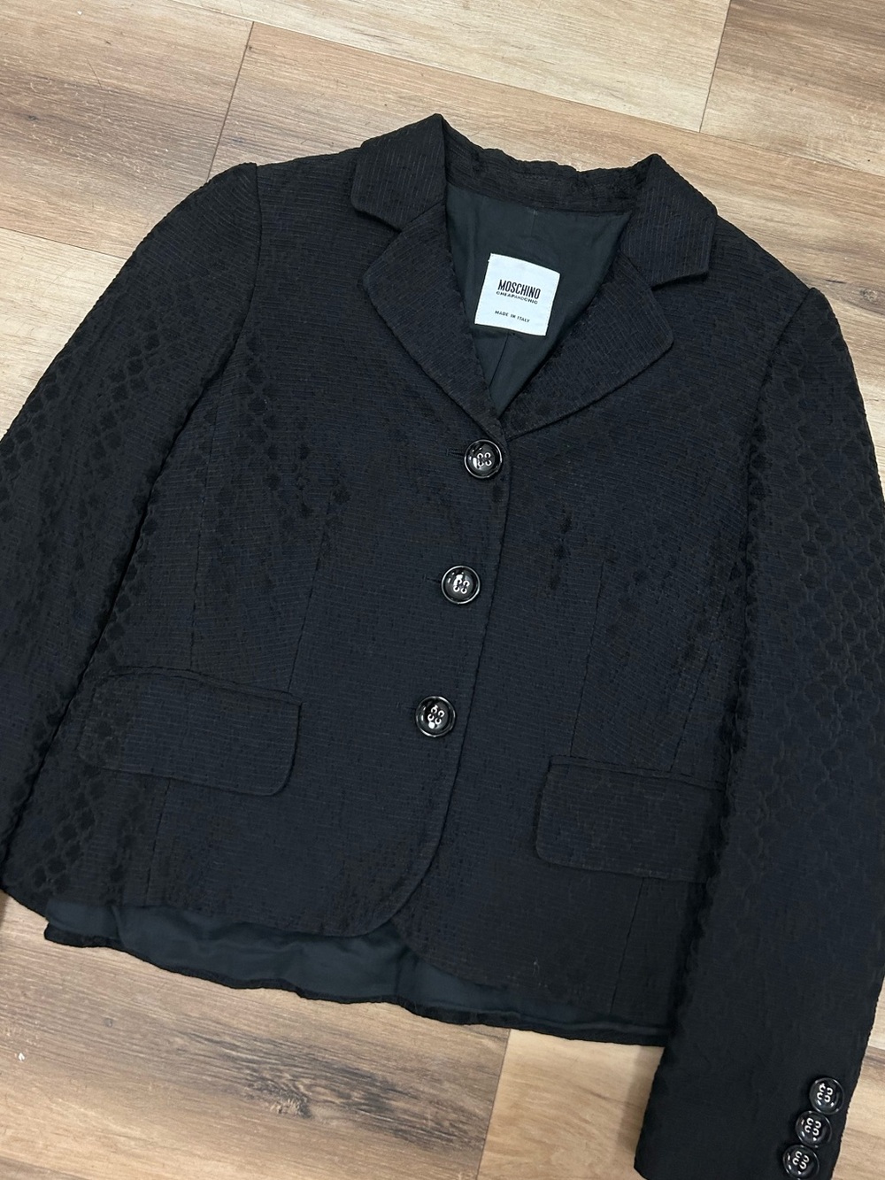 Moschino Cropped Black Blazer Jacket